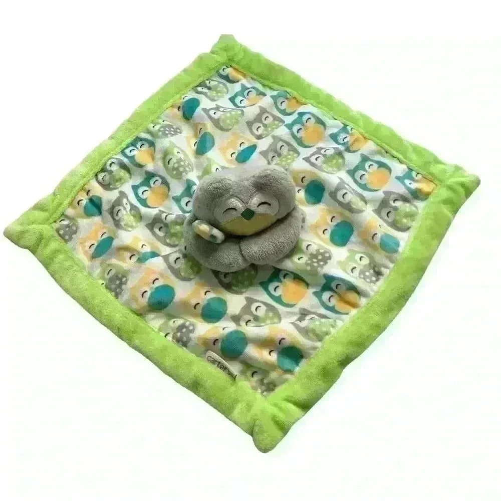 Carter's Owl security blanket lovey 2016 green 13 x 13